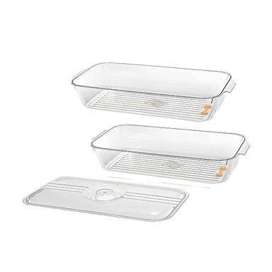 PACK2 CONTENEDOR DE COCINA CON ASAS PEQUEÑAS 32X20X5CM TRANSPARENTE Y+REGALO STICKER - 2
