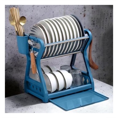 PACK12 ESCURRIDOR DE PLATOS AZUL CON DISEÑO DE TORRE PARA EL AHORRO Y+PAPEL REGALO - 3