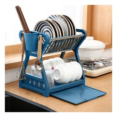 PACK12 ESCURRIDOR DE PLATOS AZUL CON DISEÑO DE TORRE PARA EL AHORRO Y+PAPEL REGALO - 5