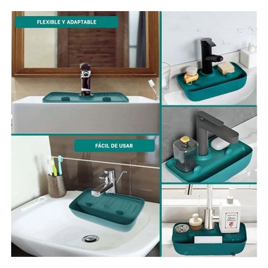 PACK6 ESCURRIDOR DE SILICONA VERDE PARA LAVADERO CON ESTILO FUNCIONAL Y+PAPEL REGALO - 3