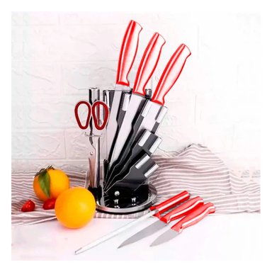 COLECCION EN ACERO INOXIDABLE COLOR ROJO CON 7 UNIDADES Y MANGO ERGONOMICO Y+POST IT - 2