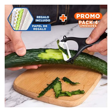 PACK6 CUCHILLOS 3 PIEZAS TIJERA AFILADOR PELADOR MANGO COCINA RAPIDA Y+PAPEL REGALO - 1