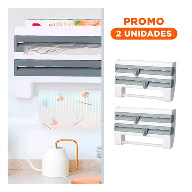 PACK2 SOPORTE DE ALUMINIO Y TOALLA PLOMO CON ESTRUCTURA FIRME EN COCINA - 1