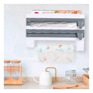 PACK2 SOPORTE DE ALUMINIO Y TOALLA PLOMO CON ESTRUCTURA FIRME EN COCINA - 3