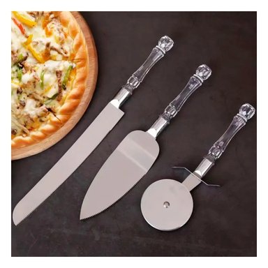 PACK4 CUCHILLOS 3 PIEZAS ESPATULA CORTADOR MANGO ACRILICO PREPARACION Y+REGALO STICKER - 5