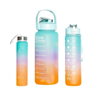 PACK4 TOMATODOS EN CELESTE SET DE 3 CON VOLUMEN 2 L 1 L Y 300 ML Y TAPA FIRME Y+PAPEL REGALO - 3
