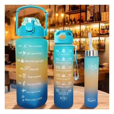 PACK4 TOMATODOS EN CELESTE SET DE 3 CON VOLUMEN 2 L 1 L Y 300 ML Y TAPA FIRME Y+PAPEL REGALO - 5