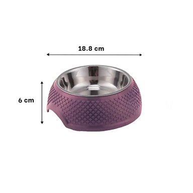 PACK4 TAZON PARA MASCOTAS EN ACERO CON CORAZONES EN RELIEVE PURPURA Y+REGALO STICKER - 4