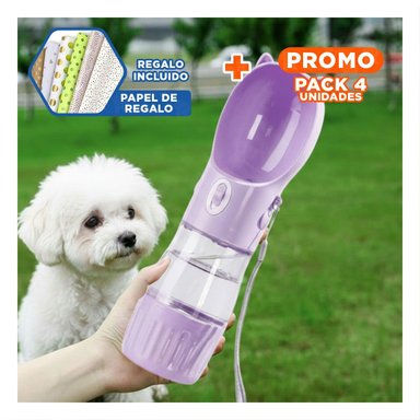 PACK4 BOTELLA COMPACTA GATO LILA PARA MOCHILA ESCOLAR Y+PAPEL REGALO - 1