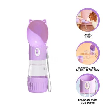 PACK4 BOTELLA COMPACTA GATO LILA PARA MOCHILA ESCOLAR Y+PAPEL REGALO - 4