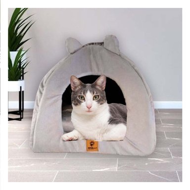 CUCHA CERRADA GUINDA ESTILO IGLU TALLA L DESCANSO MASCOTAS Y+LIGAS REGALO - 2