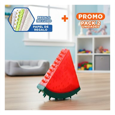 PACK2 ARTICULO LÚDICO DE PVC EN FORMA DE SANDIA PARA MASCOTA ROJO SEGURO Y+PAPEL REGALO - 1
