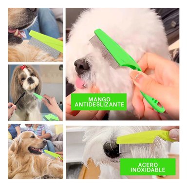 PACK12 PINCEL COMPACTO VERDE PARA MASCOTAS SACA PULGAS SIN MOLESTAR Y+PAPEL REGALO - 2