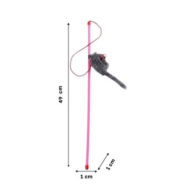 PACK6 ACCESORIO INTERACTIVO CON VARITA DE COLOR ROSADO PARA GATO Y RATON PLOMO Y+REGALO STICKER - 4