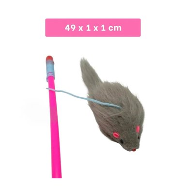 PACK12 ACCESORIO MODERNO PARA GATO CON VARITA DE COLOR ROSADO Y RATON PLOMO - 4
