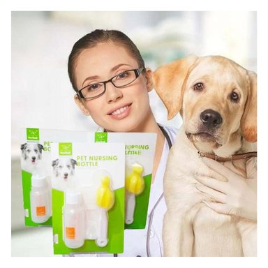 ALIMENTADOR MEDIDOR PARA MASCOTAS 120ML TRANSPARENTE SEGURO Y+LIGAS REGALO - 1
