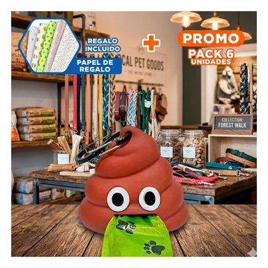 PACK6 SOPORTE LIGERO DE BOLSAS EN FORMA DE POPO MARRON Y+PAPEL REGALO - 1