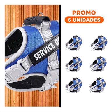 PACK6 HARNESS RESISTENTE SERVICE DOG TALLA XS AZUL CON ASA - 1