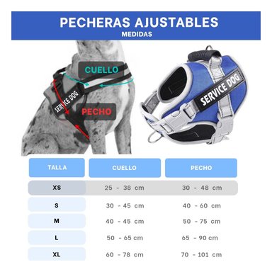 PACK6 HARNESS RESISTENTE SERVICE DOG TALLA XS AZUL CON ASA - 4