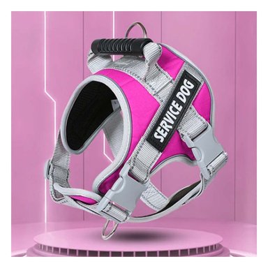 PACK6 HARNESS RESISTENTE SERVICE DOG TALLA XS FUCSIA CON ASA - 2