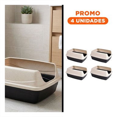 PACK4 CONTENEDOR PARA ARENA SEMICERRADO PARA MASCOTAS NEGRO Y+REGALO STICKER - 1