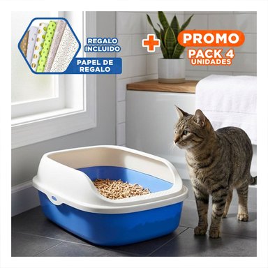 PACK4 BANDEJA HIGIENICA PARA MASCOTAS AZUL CON CONTROL DE OLORES Y+PAPEL REGALO - 1