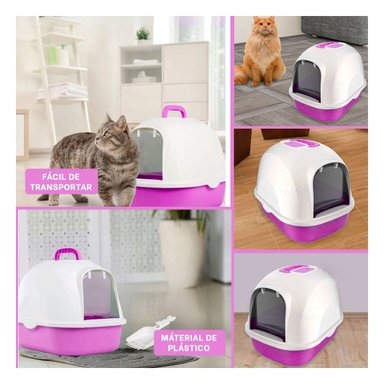 BANDEJA HIGIENICA CERRADA DE GATO LILA PARA HOGAR ACTUAL Y+POST IT - 1