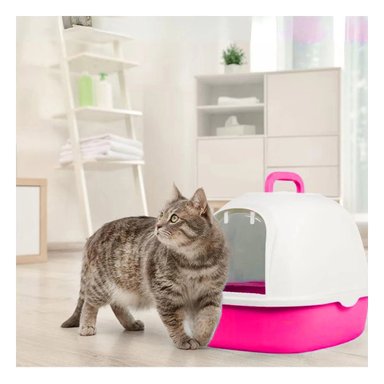 PACK2 CAJA SANITARIA DE GATO ROSADO CAT PARA ESPACIOS REDUCIDOS Y+REGALO STICKER - 3