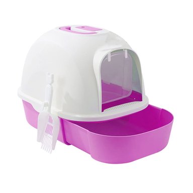 ARENERA PRACTICA CERRADA DE GATO LILA PARA CASA Y MASCOTAS Y+PAPEL REGALO - 1