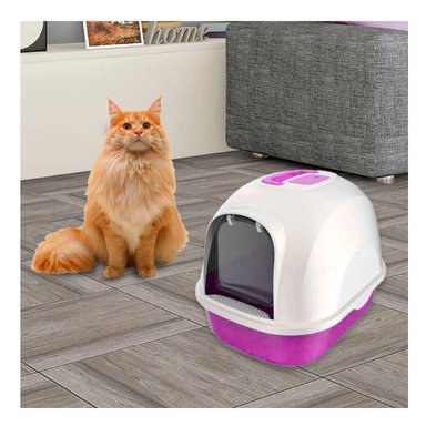 ARENERA PRACTICA CERRADA DE GATO LILA PARA CASA Y MASCOTAS Y+PAPEL REGALO - 2