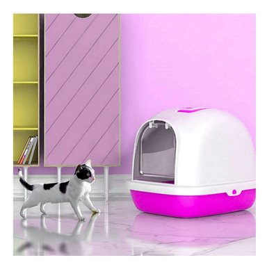 ARENERA PRACTICA CERRADA DE GATO LILA PARA CASA Y MASCOTAS Y+PAPEL REGALO - 5