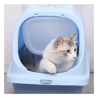 PACK2 BANDEJA HIGIENICA CELESTE CON OREJITAS DECORATIVAS PARA GATO Y+REGALO STICKER - 3