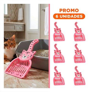 PACK6 CUCHARON CARA DE GATO ROSADO PARA HOGAR Y JARDIN CASA NAVIDAD - 1