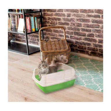 PACK2 CAJA HIGIENICA SEMICERRADA VERDE PARA GATOS CON CONTROL DE OLORES Y+REGALO STICKER - 5