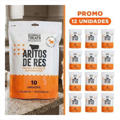 PACK12 ALIMENTO COMPLEMENTARIO DE RES DESHIDRATADA PARA PERROS 10 UNID Y+REGALO STICKER - 1