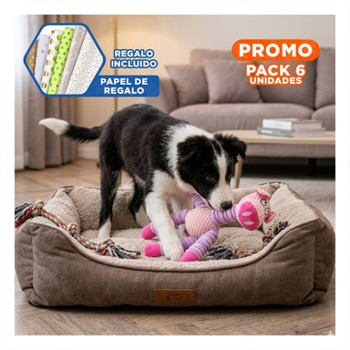 PACK6 SET RESISTENTE PARA MASCOTAS EN FORMA DE CHANCHO ROSADO Y LILA DIVERTIDO Y+PAPEL REGALO - 1