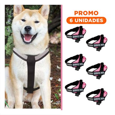 PACK6 PECHERA AJUSTABLE PARA PERRO DE SERVICIO TALLA L ROSADO - 1