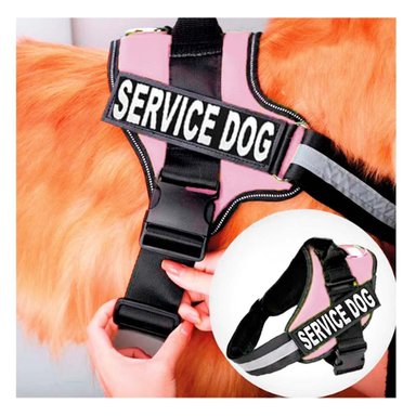 PACK6 PECHERA AJUSTABLE PARA PERRO DE SERVICIO TALLA L ROSADO - 2