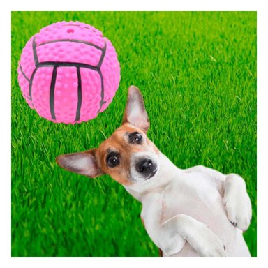 PACK2 ACCESORIO RESISTENTE PARA PERRO A RAYAS DE CAUCHO ROSADO CON SONIDO Y+REGALO STICKER - 5