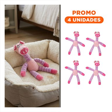 PACK4 SET PEQUENO PARA MASCOTAS EN FORMA DE CHANCHO ROSADO Y LILA CONFORTABLE Y+REGALO STICKER - 1