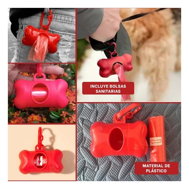 PACK2 SOPORTE DE PASEO CON BOLSA DE DESECHO Y PROTECTOR TIPO HUESO ROJO Y+PAPEL REGALO - 3