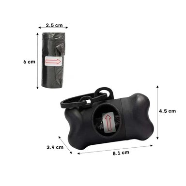 PACK6 CONTENEDOR DE PASEO CON BOLSA DE DESECHO Y PROTECTOR TIPO HUESO NEGRO Y+REGALO STICKER - 4