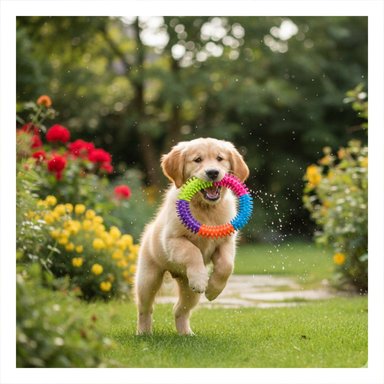 PACK2 JUGUETE PARA PERROS ACTIVOS DE JEBE PUNTEADO DE COLORES Y+REGALO STICKER - 3
