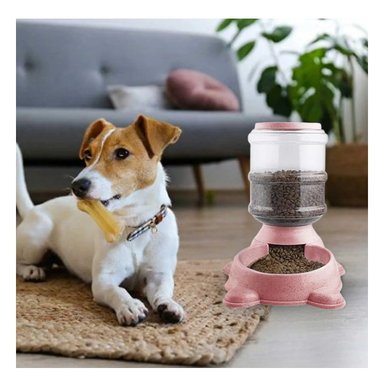 PACK2 EQUIPO PRACTICO PARA PERRO PLOMO CIRCULAR CON BIDON PLASTICO ROSADO - 2