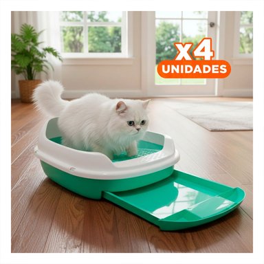 PACK4 ESTACION ROSADA PARA GATO CON BANDEJA EXTRAIBLE ABIERTA - 1