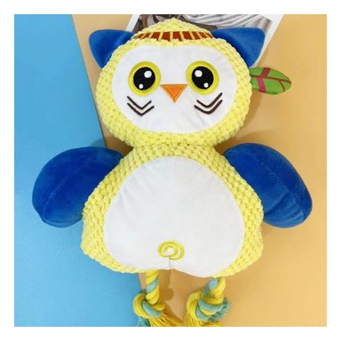 PACK4 COMPANERO DE JUEGO BUHO AMARILLO PARA MASCOTA CON TELA SUAVE Y+PAPEL REGALO - 2