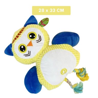 PACK4 COMPANERO DE JUEGO BUHO AMARILLO PARA MASCOTA CON TELA SUAVE Y+PAPEL REGALO - 4