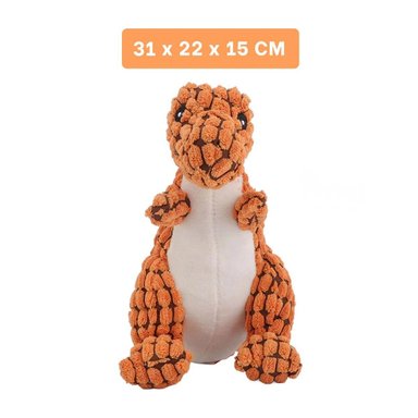 PACK6 JUGUETE PARA PERRO DINOSAURIO NARANJA CON CUERPO BLANDO Y SEGURO - 4