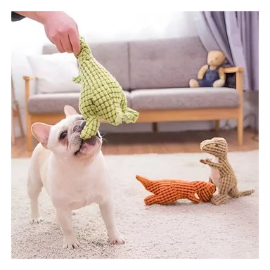 MUNECO DE TELA DINOSAURIO VERDE CLARO PARA MASCOTA CON RELLENO BLANDO Y+REGALO STICKER - 1