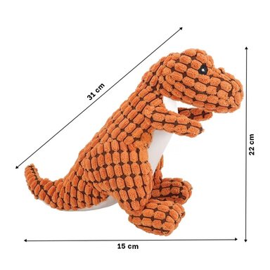 COMPANERO DE JUEGO DINOSAURIO NARANJA PARA MASCOTA CON TELA SUAVE Y+POST IT - 4